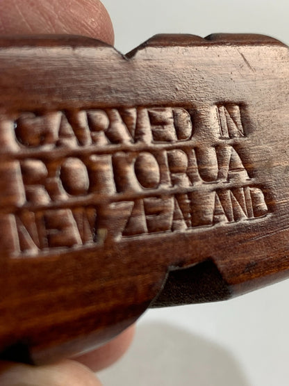 Tribal Maori mask carved Kauri wood face with Paua Shell, New Zealand