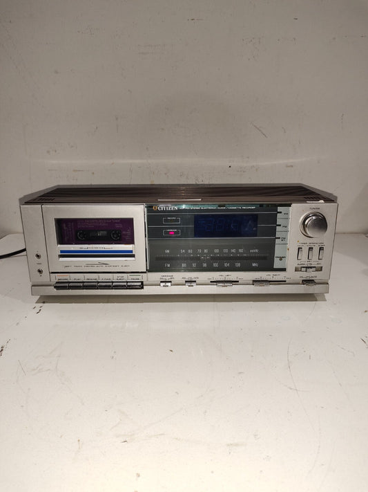 Vintage Citizen AM/FM Stereo Cassette Clock Radio model JCR 877