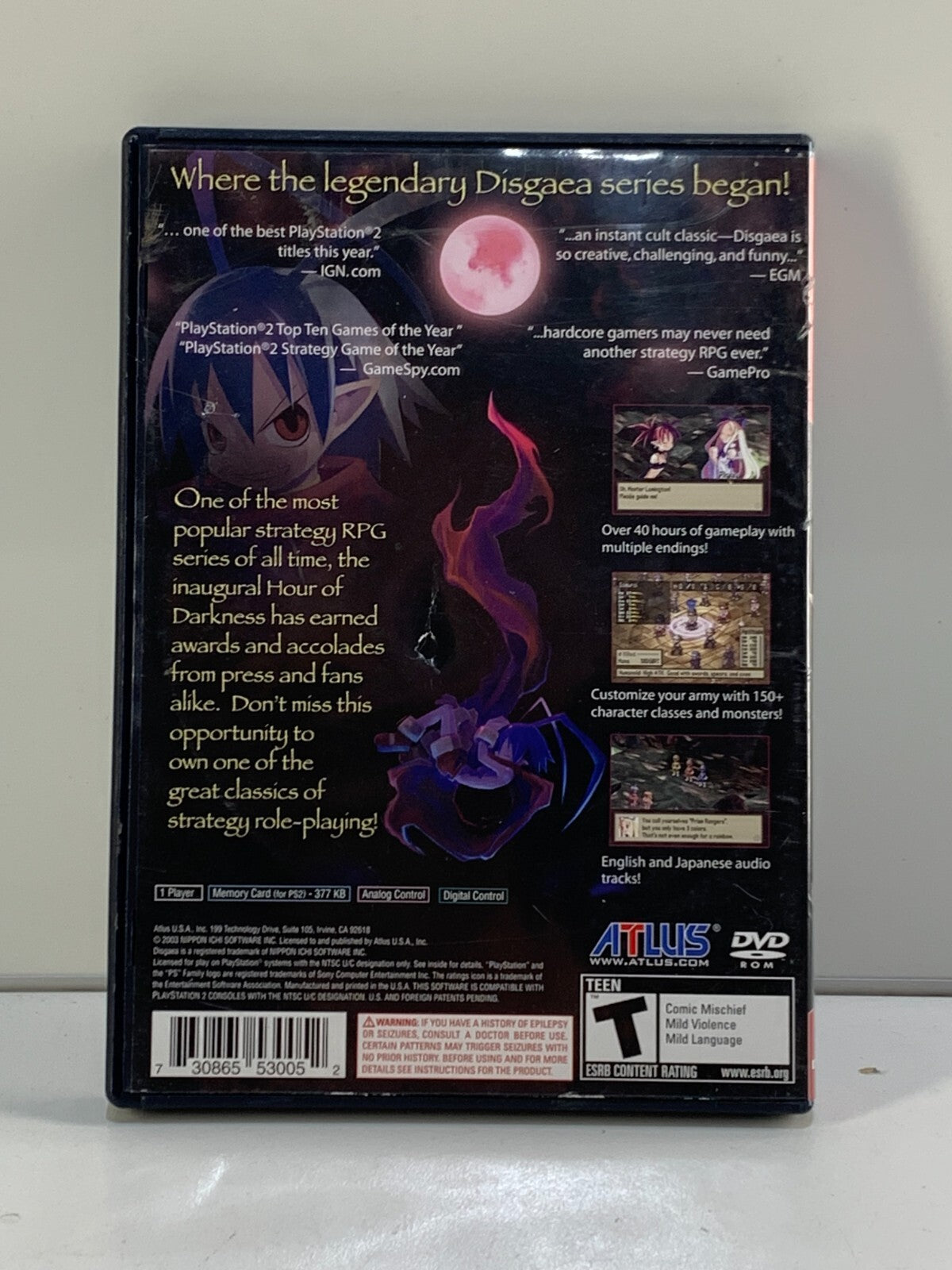 Disgaea: Hour of Darkness (Sony PlayStation 2, 2003) PS2 Video Game