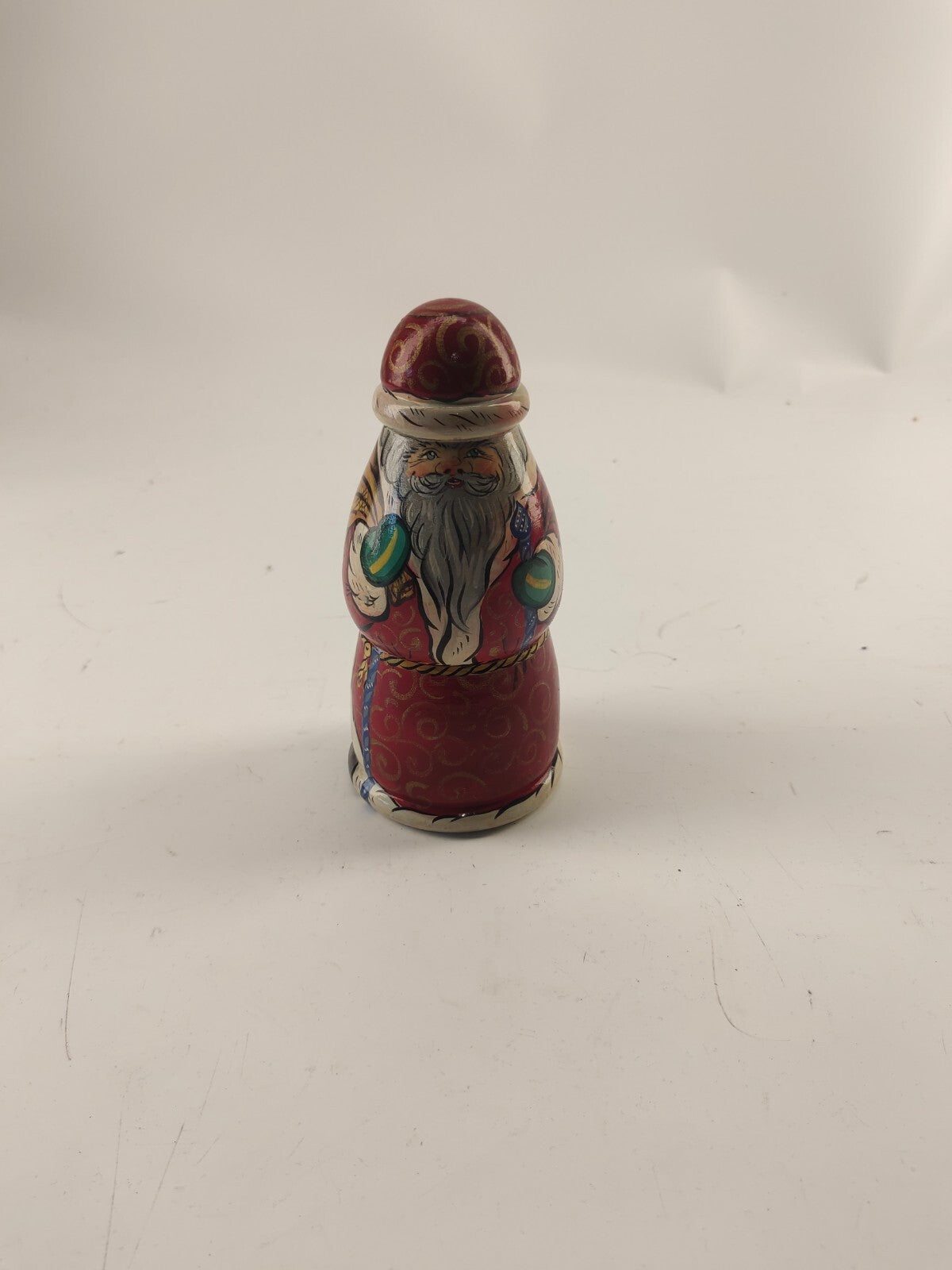 Vintage Russian  Hand Painted Set of 3 Nesting Dolls Santa