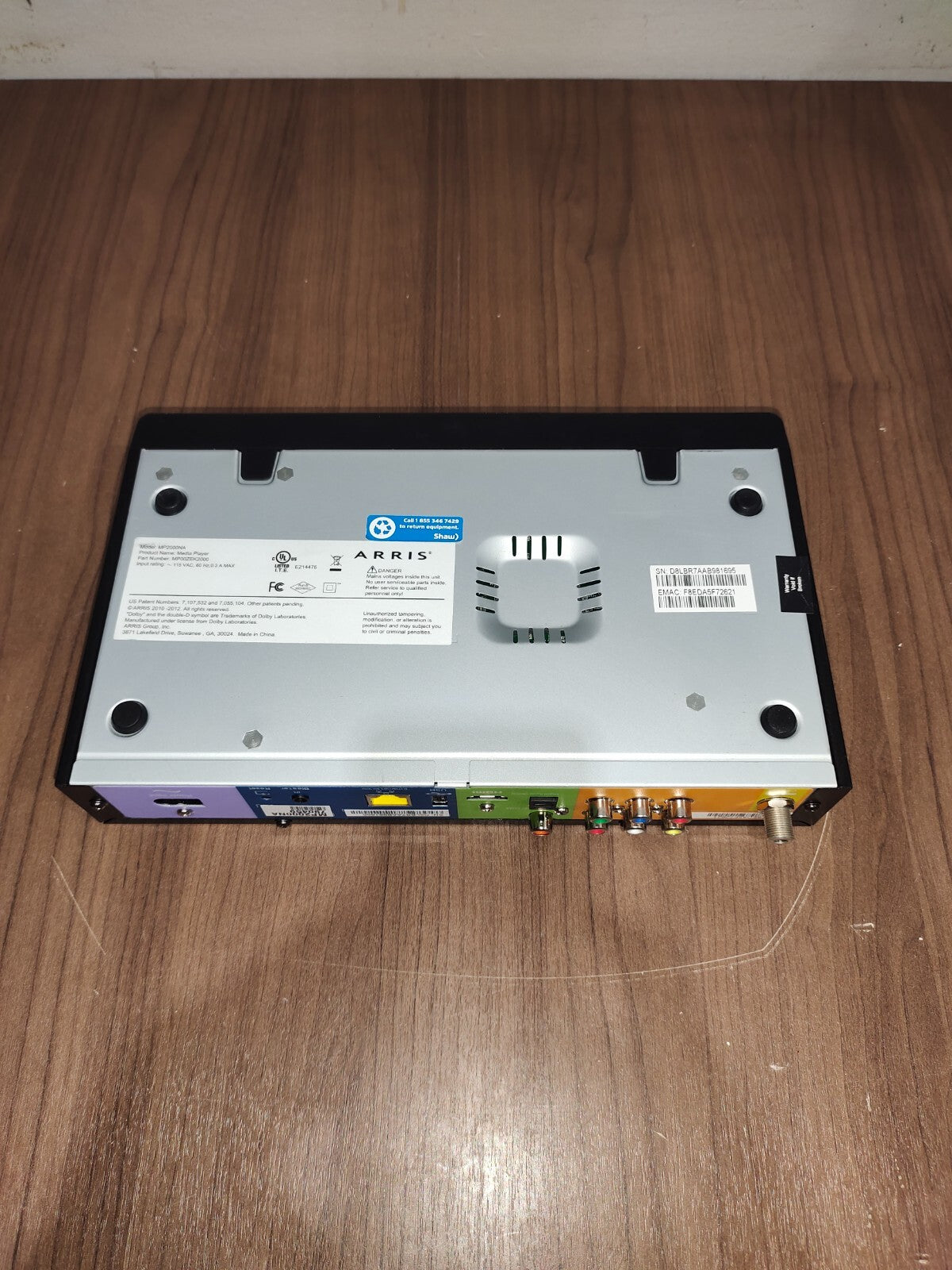 Current Shaw Digtal Box Rear ARRIS MP2000NA Shaw Digital Cable Box - 3 – Rebound Centre