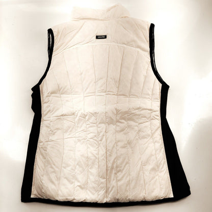 Calvin Klein White and Black Puffer Vest Women's Size L