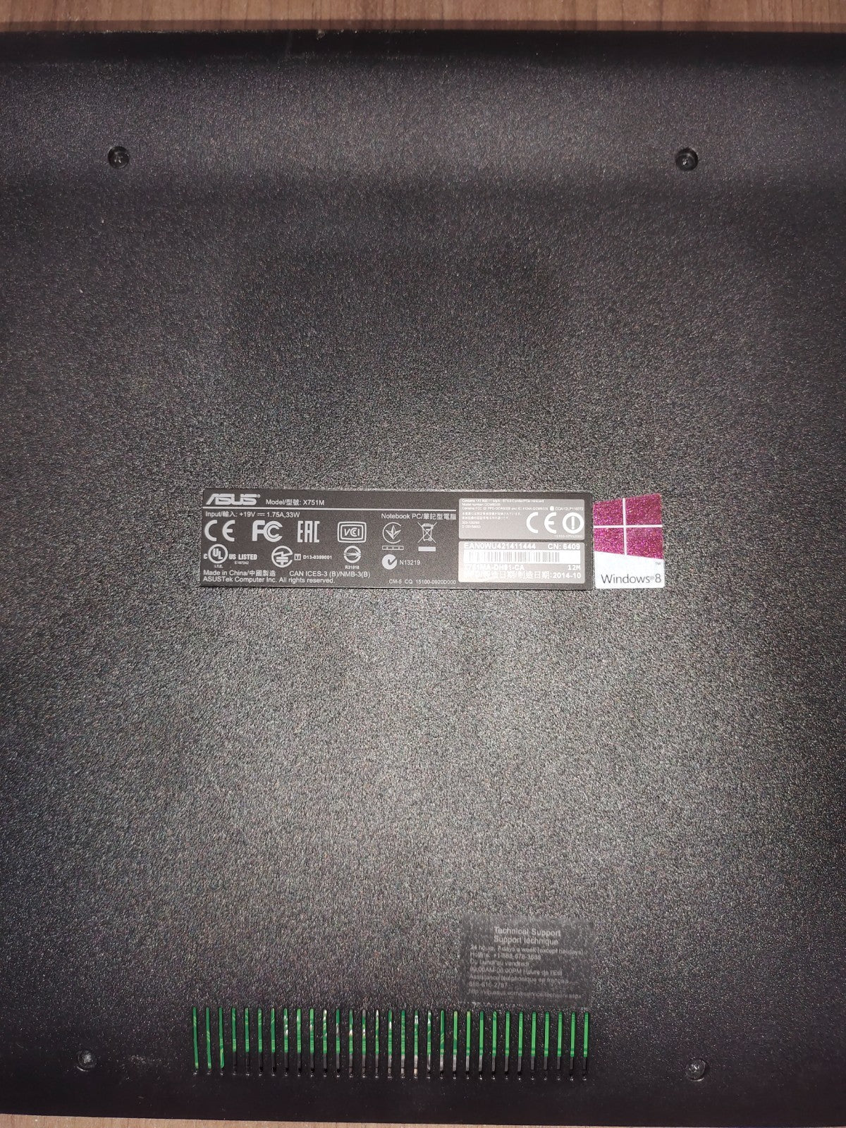 ASUS Laptop X751M 17” 1600x900 Pentium N3700 8GB RAM 1TB HDD Win10 Black