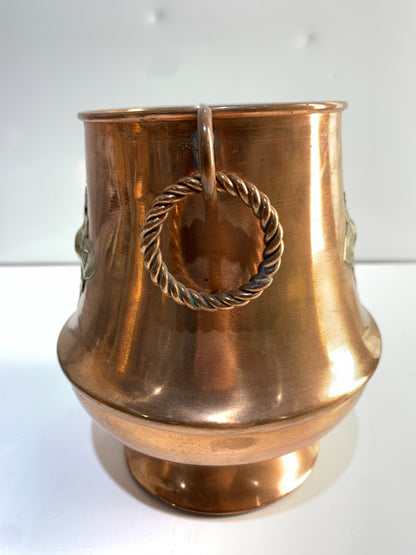 VINTAGE HAND MADE COPPER PEDESTAL VASE POT.