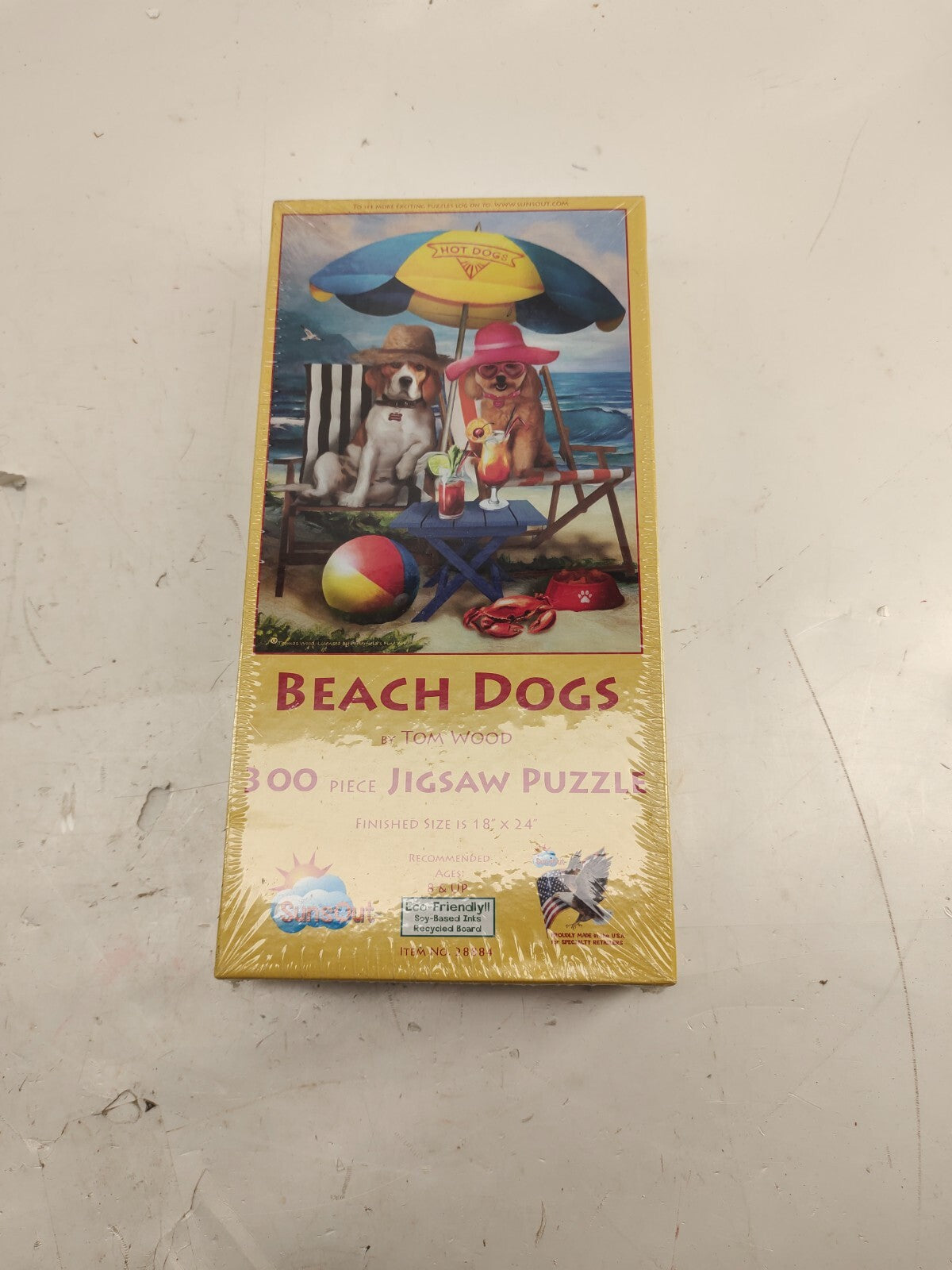 SunsOut 300 pc jigsaw puzzle large format, Beach Dogs