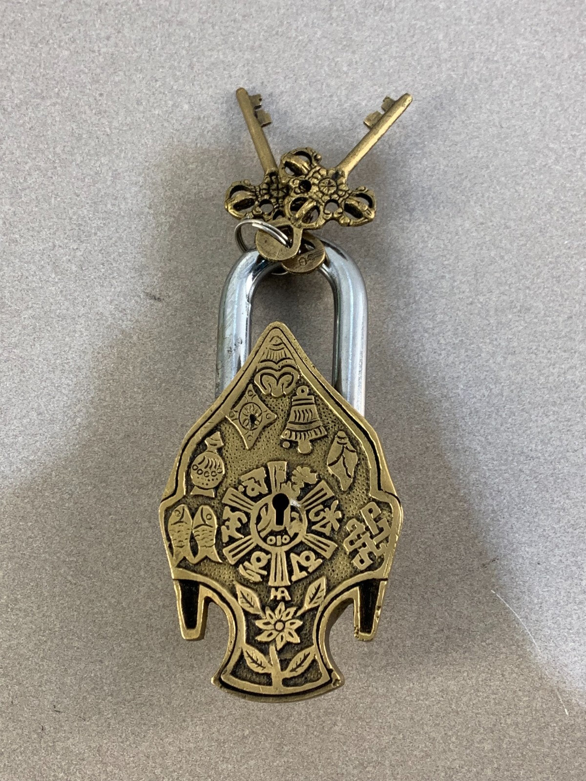 Buddha Shape Door Lock Antique Style Handmade Brass Padlock with Working Keys