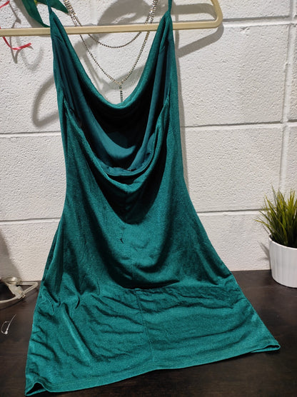 BCX Women's Necklace Dress Teal Green Velvet Cocktail Party Dress