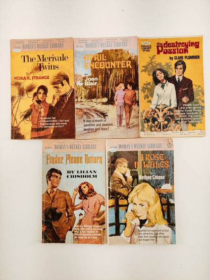 Women's Weekly Library Lot of Five Vintage 1960s Romance Publications