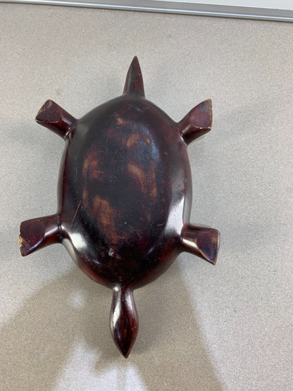 Carved Teak Wood Turtle Tortoise Dish Catch All Vintage