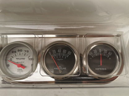 Chrome Triple Gauge Pod with 2 Oil pressure Gauges and Vacuum Gauge