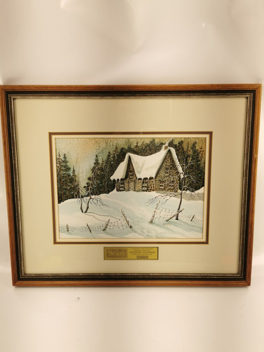 Winter cottage print art by Jack Lockhart