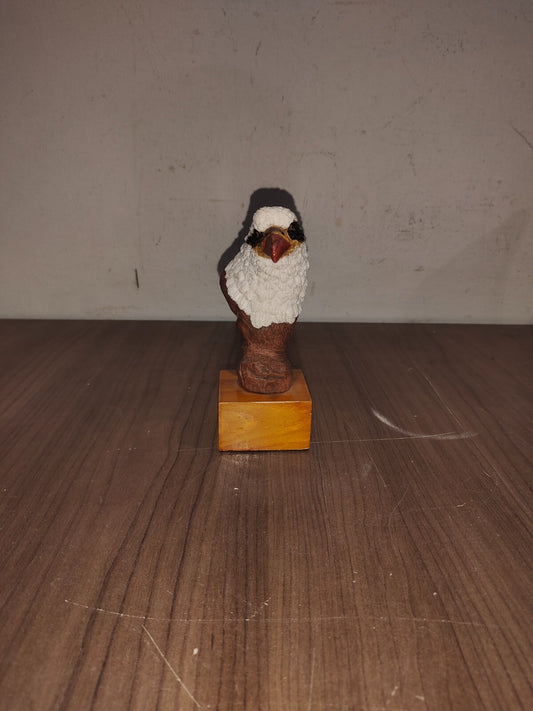 Bald Eagle Head & Carved Wood Look Resin Figurine