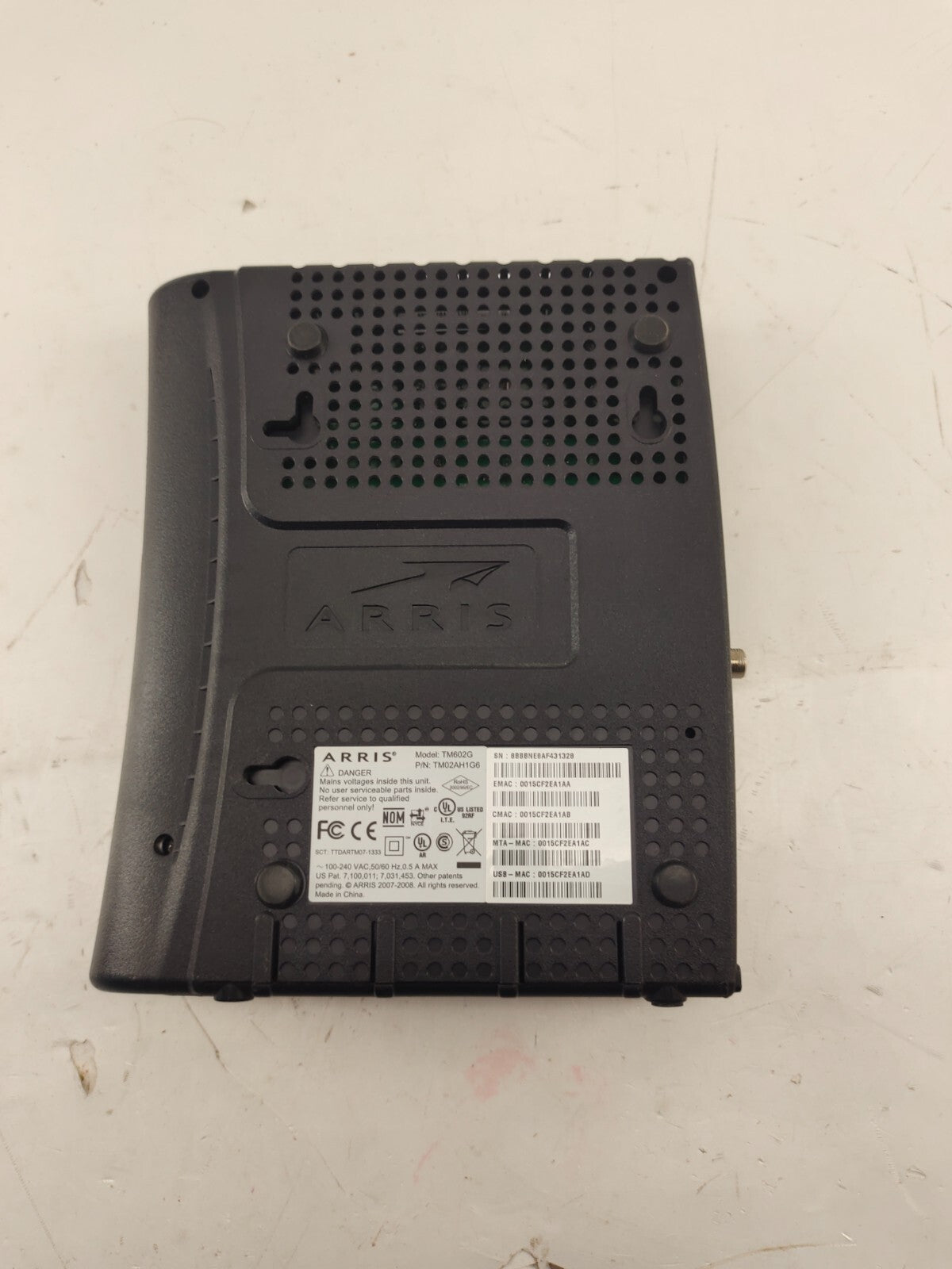 Red Tm602 ARRIS Telephony Modem Model TM602G/TW-4 PN TM02AH1G6 – Rebound Centre
