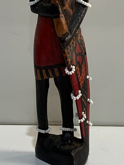 African Art - Maasai Warrior Hand Carved Wood Statue Sculpture.