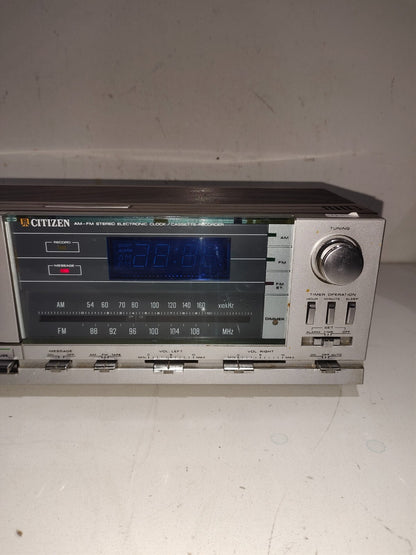Vintage Citizen AM/FM Stereo Cassette Clock Radio model JCR 877