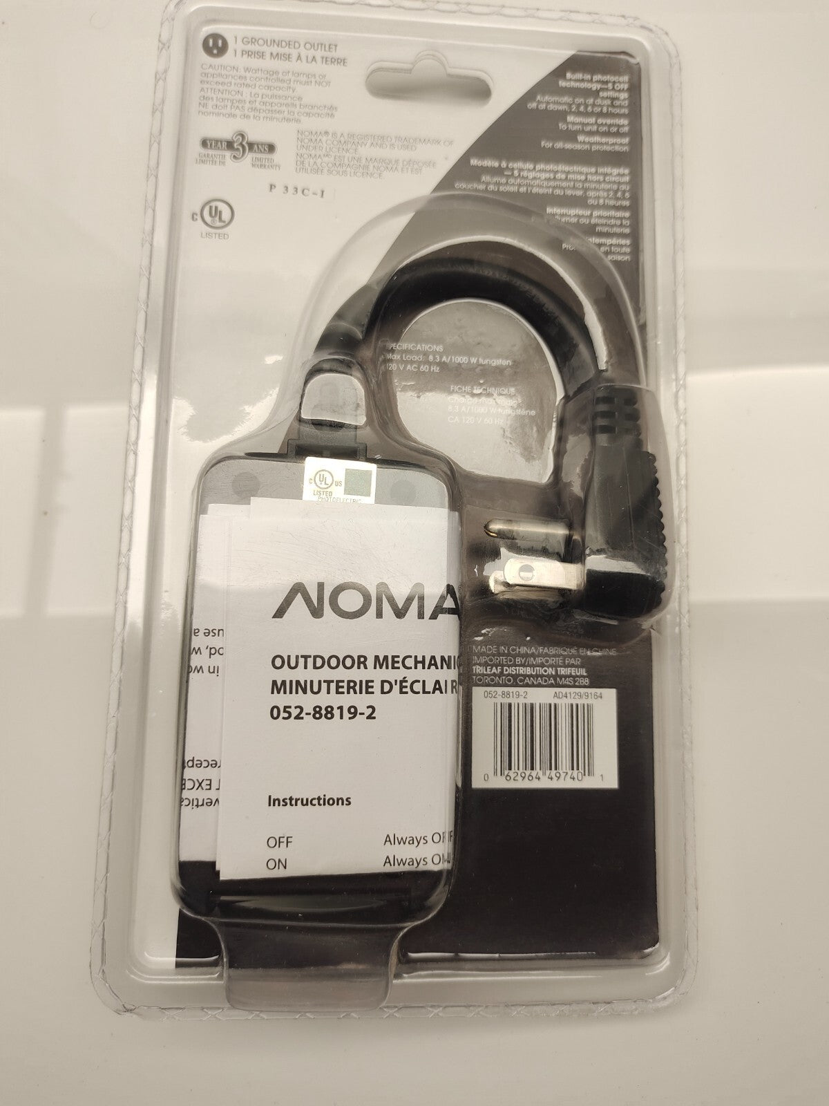 Noma Mechanical Outdoor Photocell Technology Lighting Timer Energy Saver NEW