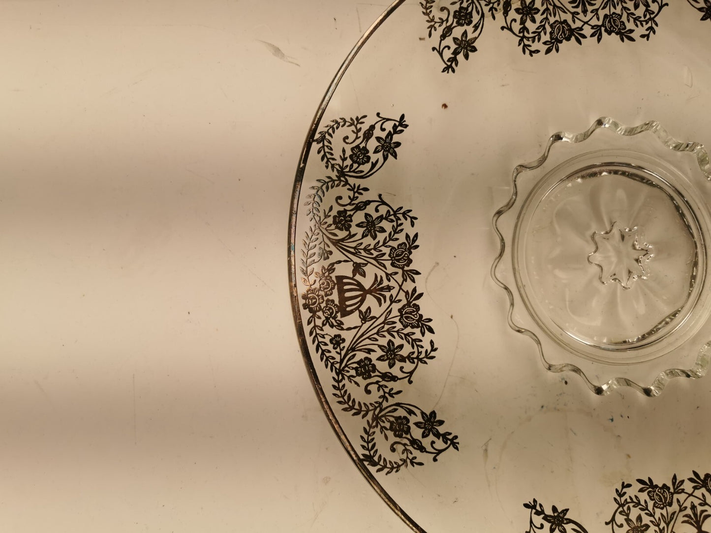 Vintage Sterling Silver Overlay Pedestal cake stand/Serving Platter