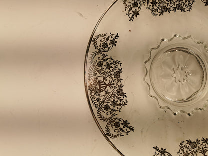 Vintage Sterling Silver Overlay Pedestal cake stand/Serving Platter