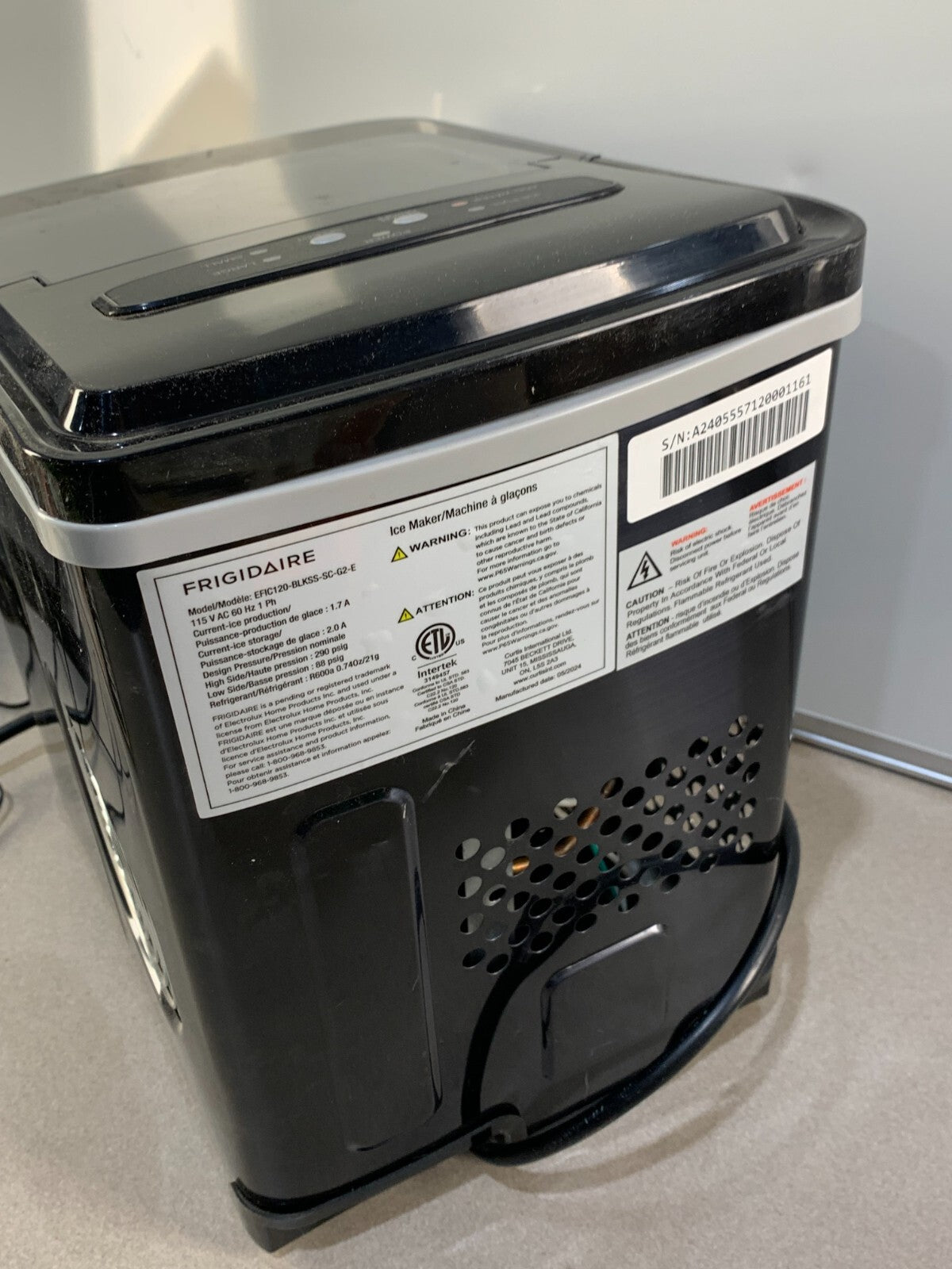 Frigidaire Self-Cleaning Ice Maker, Stainless Steel, Black