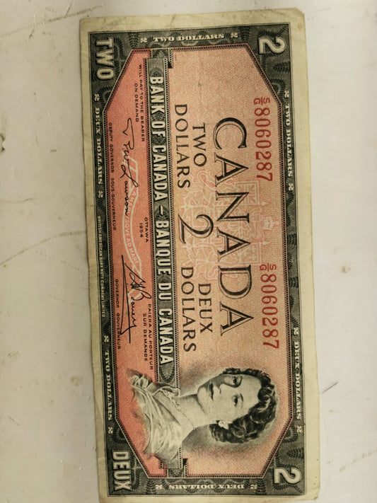1954 Canadian 2 dollar bill.