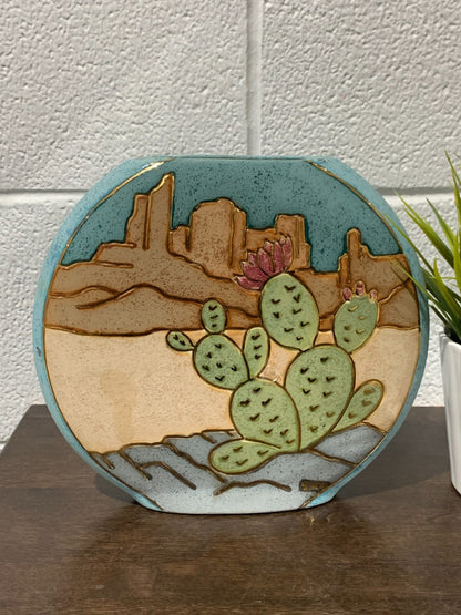 Vintage Flat Desert Cactus Vase