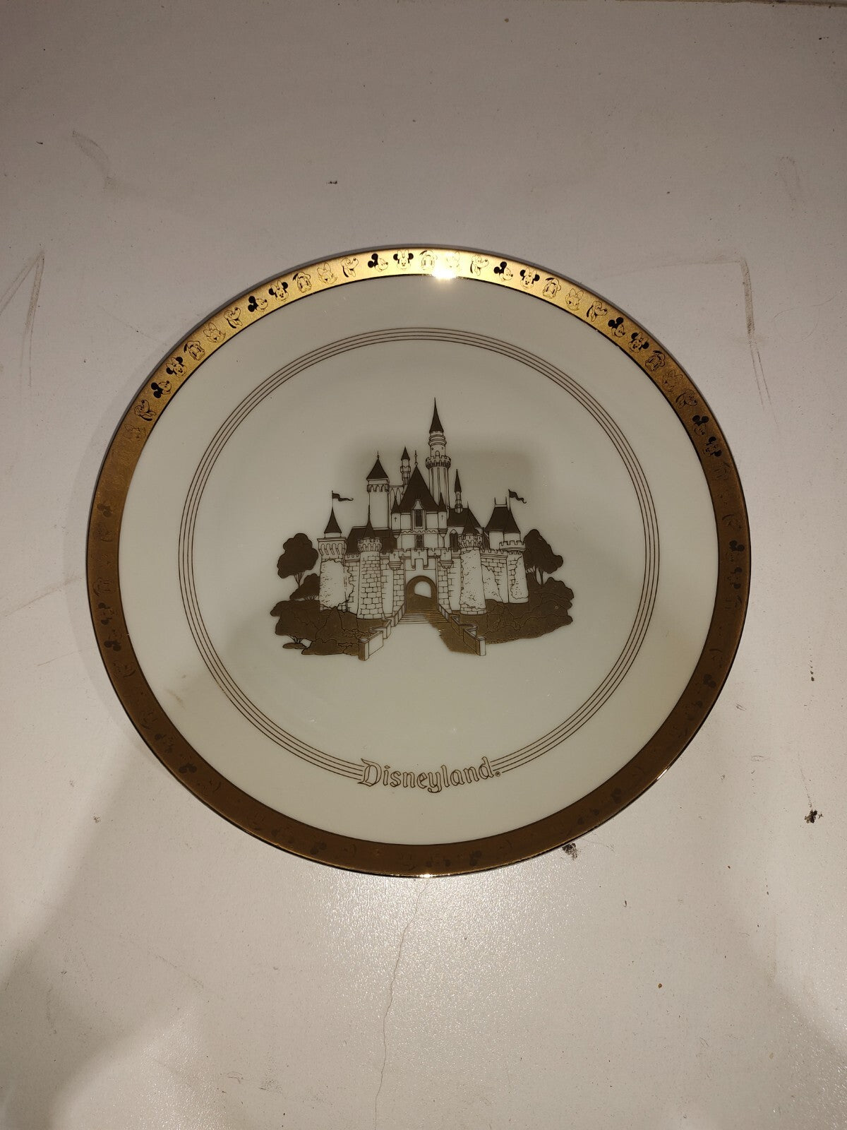 Disney Gold Etched Plate With Castle & Fab Five