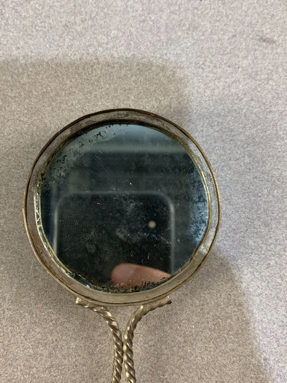 Antique Jewellery Hand Painted Mother of Pearl Jewelry Vintage Silver Mirror