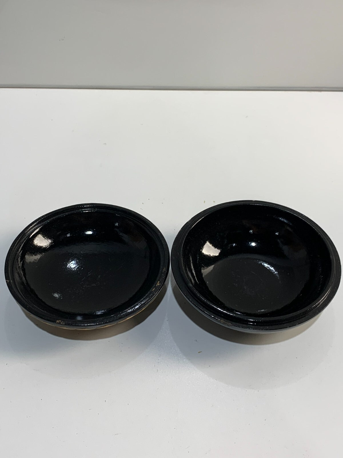 Vtg Black Lacquer INLAYED WOOD 2-Piece ROUND BOX, Made in USSR