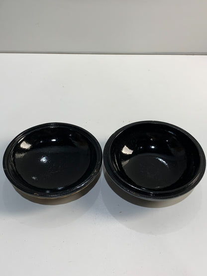 Vtg Black Lacquer INLAYED WOOD 2-Piece ROUND BOX, Made in USSR