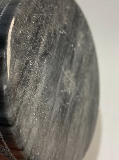 Vintage Collectible Black & White Carved Marble Jar