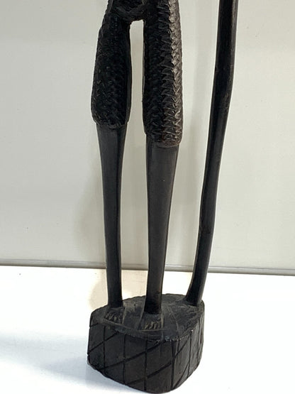 VINTAGE WOOD SCULPTURE - MOTIVE MAN WITH CANE - AFRICA/KENYA.
