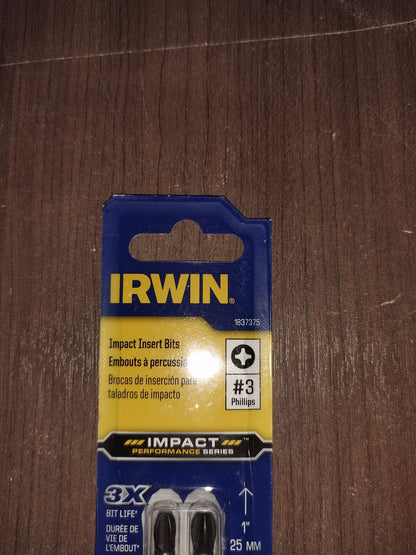 Irwin 1837375, #3, 1" Impact Phillips Insert Bits - Set of 6 - 1