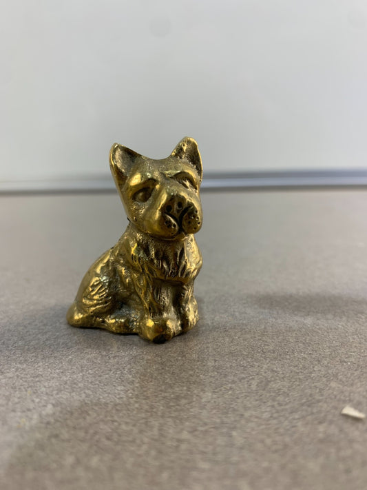 Vintage Miniature Scottish Brass Dog Sculpture Figurine Decor
