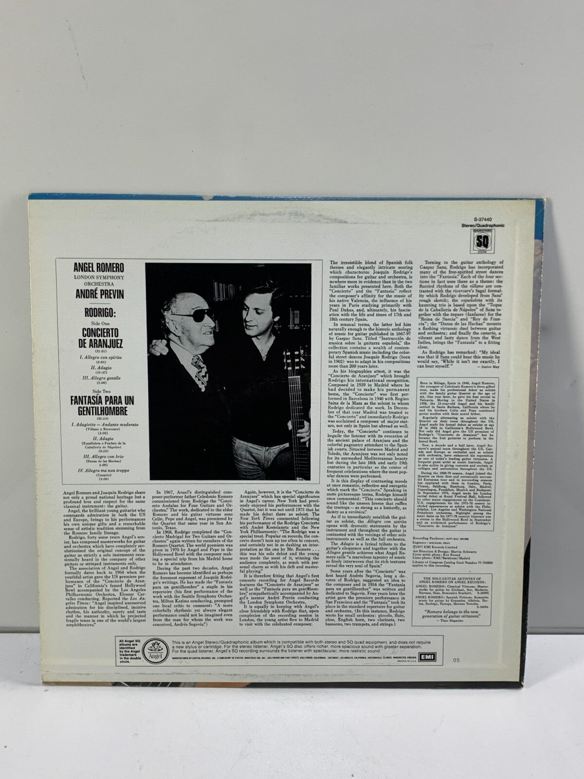 VINYL RECORD ALBUM RODRIGO CONCIERTO DE ARANJUEZ ANDRE PREVIN S-37440