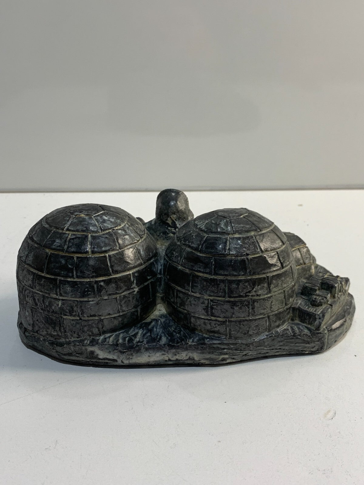 Wolf Original Handmade Sculpture of (Eskimo) Inuit Igloo Family Home. Signed.