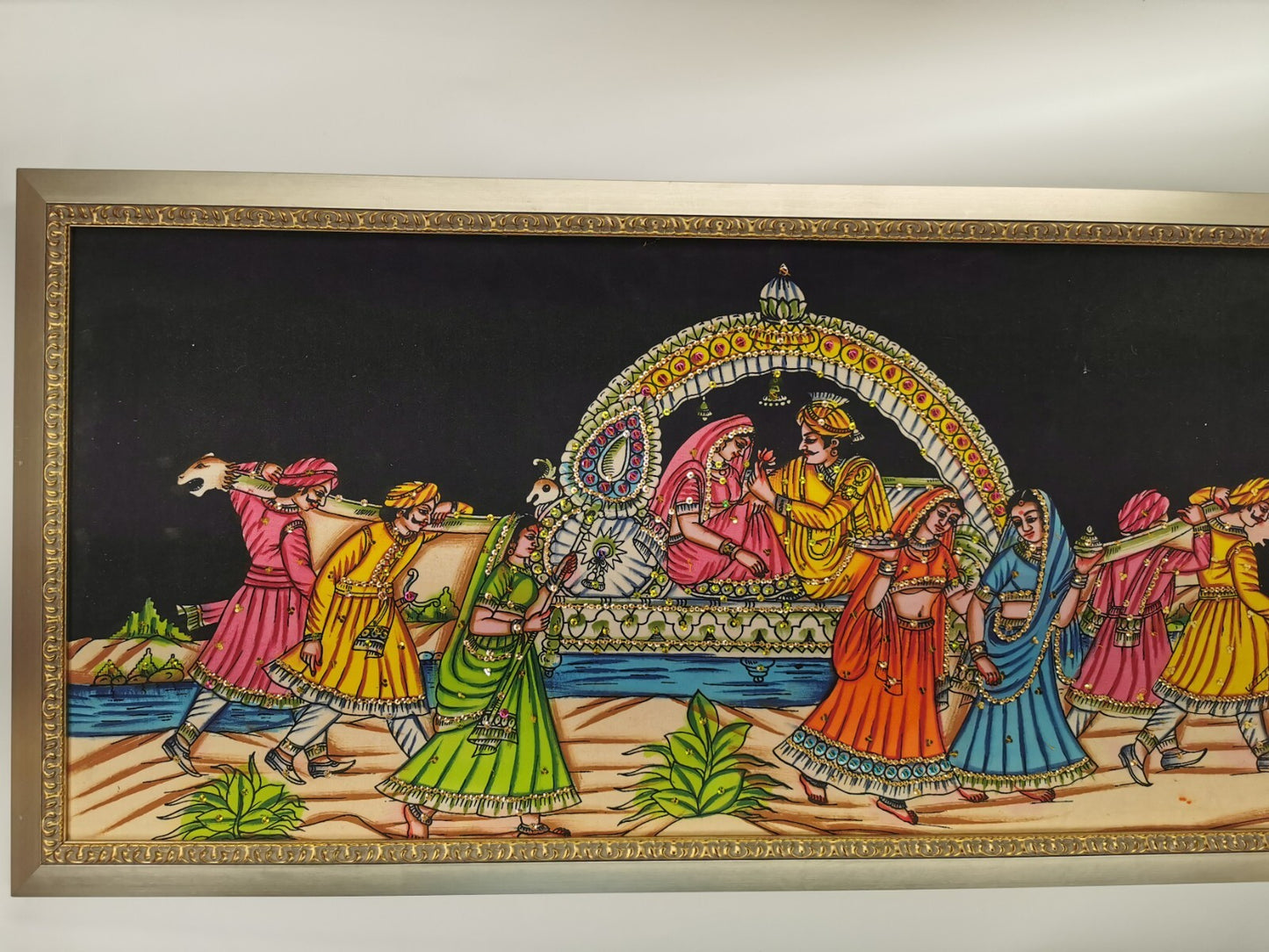 Embroidered Rajputan Rajasthani Indian wedding Handmade wall hanging with Sequin