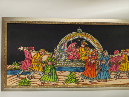 Embroidered Rajputan Rajasthani Indian wedding Handmade wall hanging with Sequin