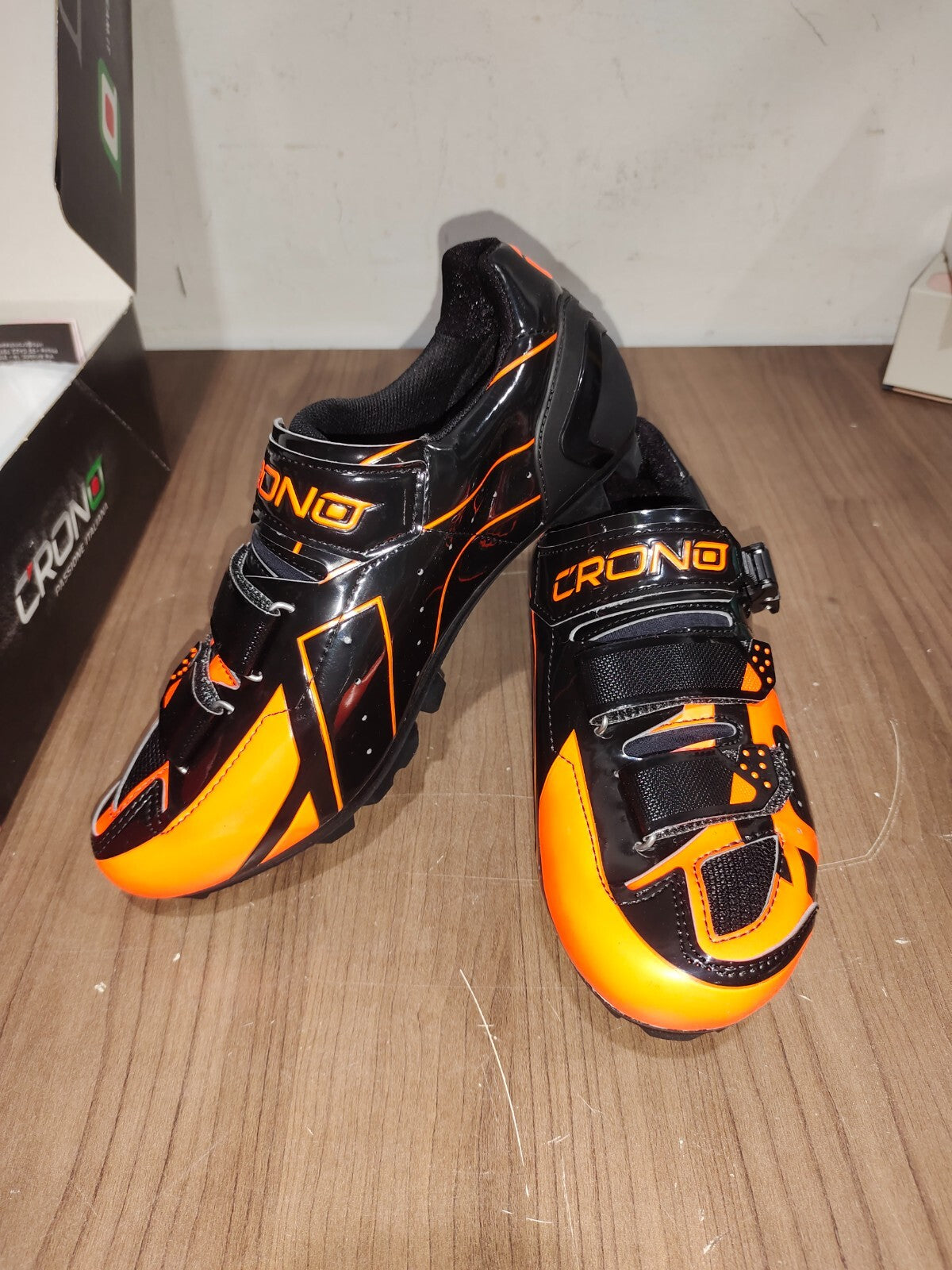 Crono CX-3 17 Mountain Bike Gravel BMX Shoes - Black Orange - Size - 42.5 (EUR)