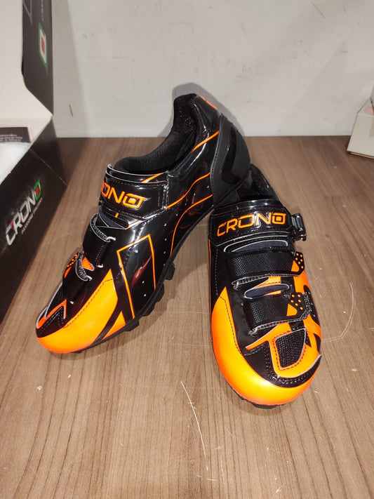 Crono CX-3 17 Mountain Bike Gravel BMX Shoes - Black Orange - Size - 42.5 (EUR)