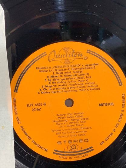 Emmerich Kálmán The Circus Princess Cirkuszherce Vinyl LP 1967 Qualiton SMX 2531