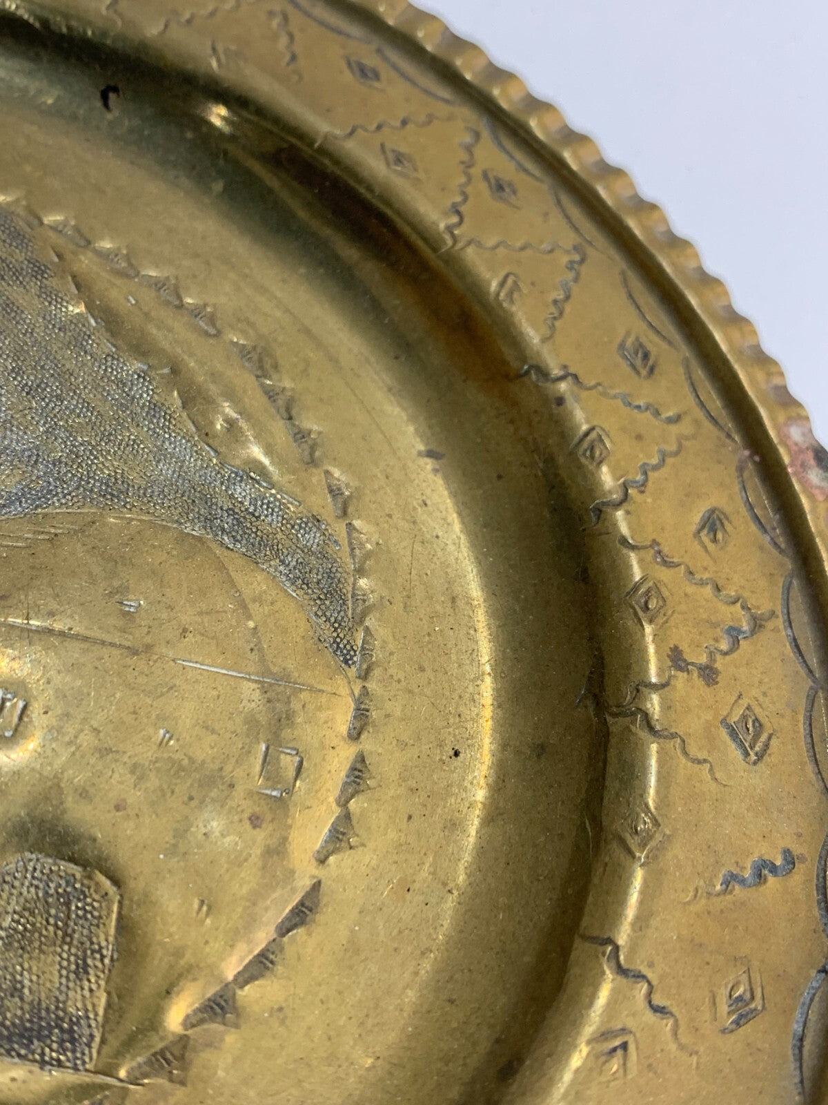 Brass plate Handmade engraved picture with a Arabic palace on it.