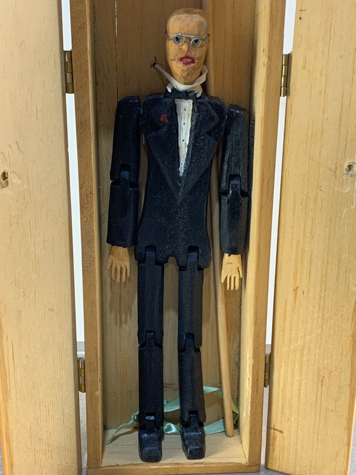 Buttler wooden Ball-jointed Doll in a wooden almira type box