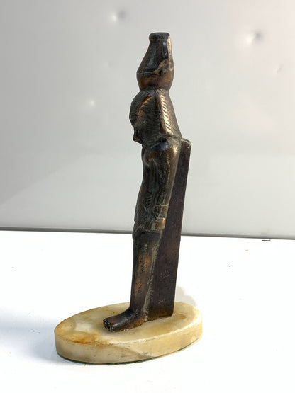 Vintage Brass Egyptian Pharaoh Statue MARBLE BASE