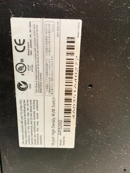 APC AP5202 16-Port Multi Platform Analog KVM Switch, TESTED