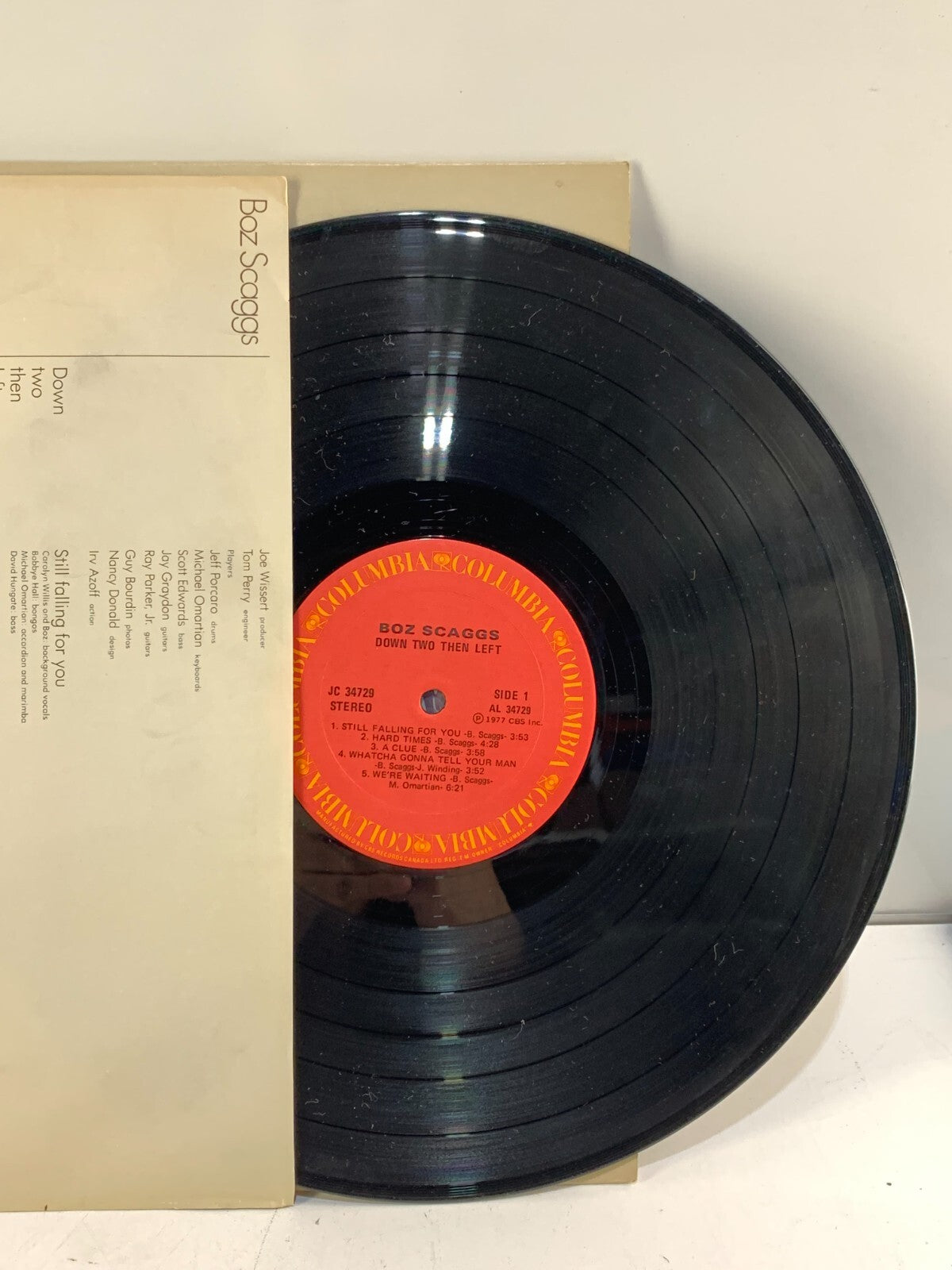 Boz Scaggs, Down Two Then Left Vinyl Record 1977, Columbia, JC 34729