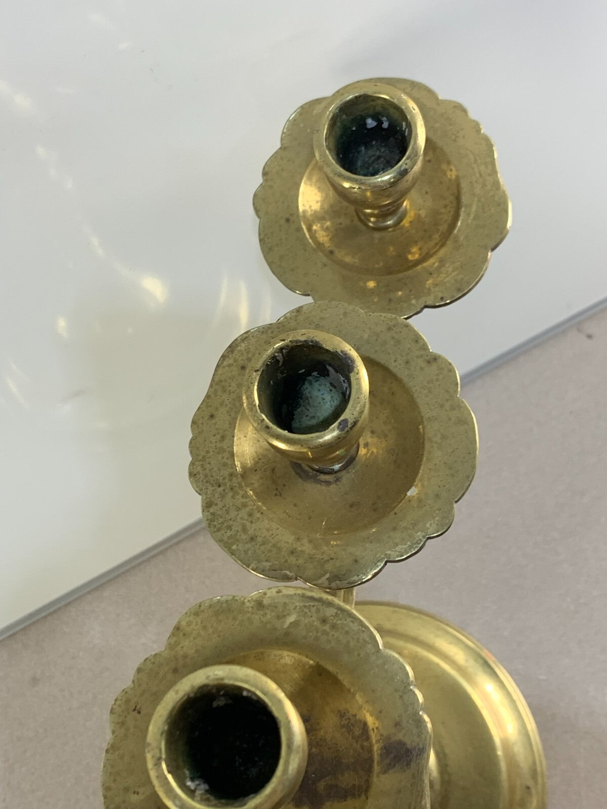 Antique Huge Victorian Brass Ornate Candelabra for 5 Taper Candles