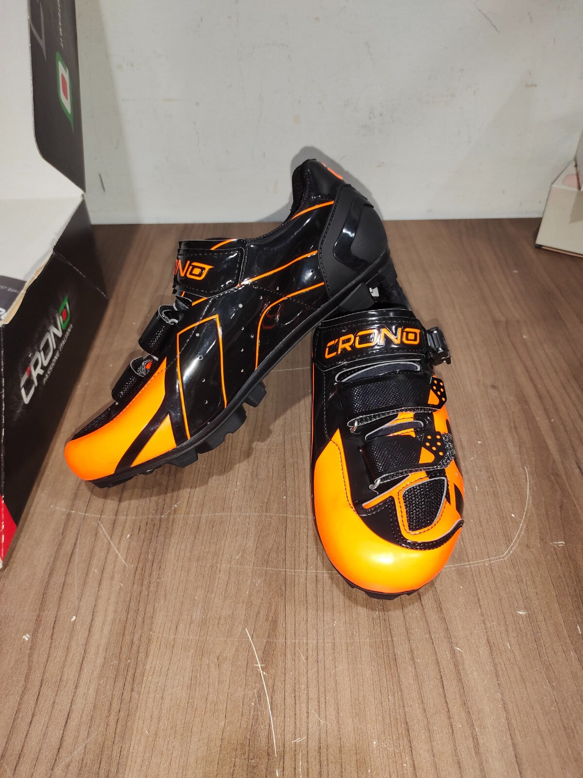 Crono CX-3 17 Mountain Bike Gravel BMX Shoes - Black Orange - Size - 42 (EUR)