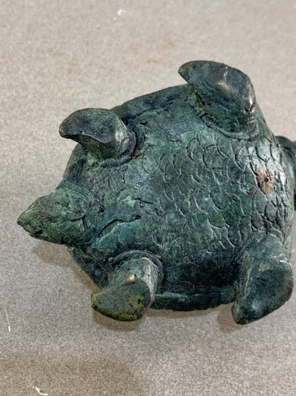 Vintage Hand carved Bronze Turtle Sculpture