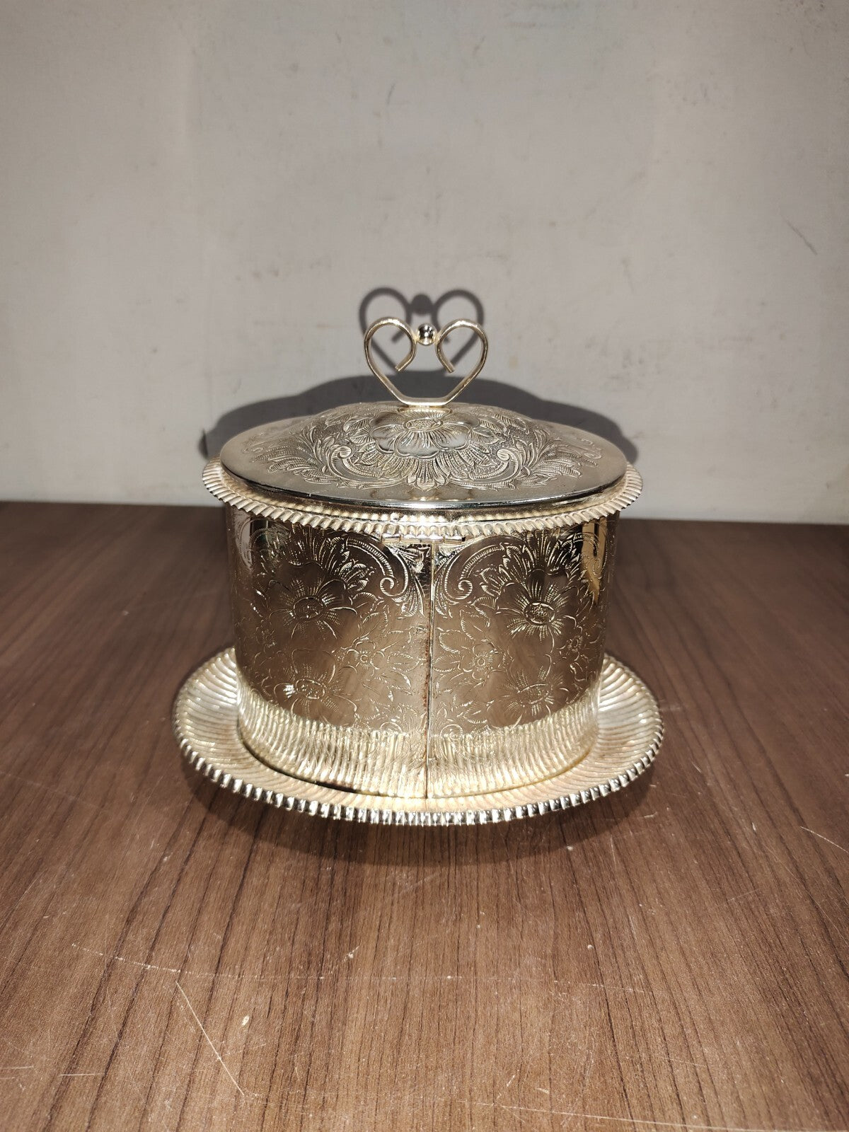 Antique Victorian Footed Silverplate Tea Caddy Biscuit Box