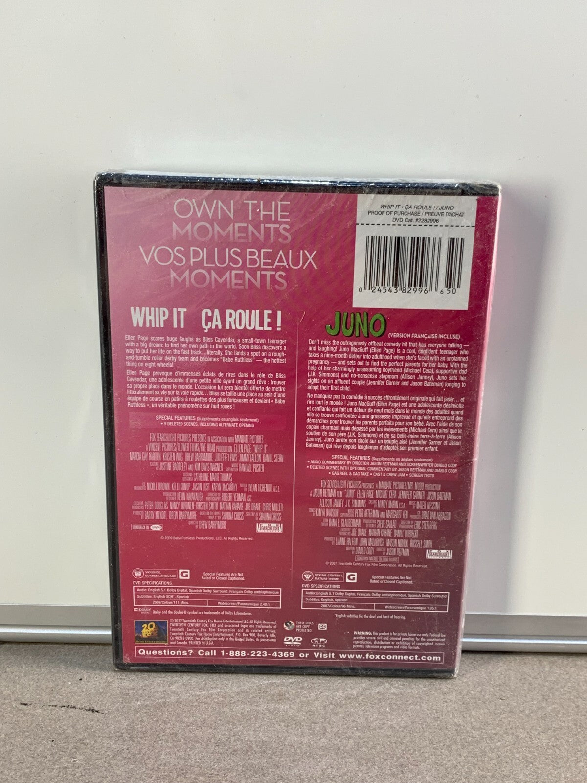 Whip It/Juno (DVD, 2012, Canadian)